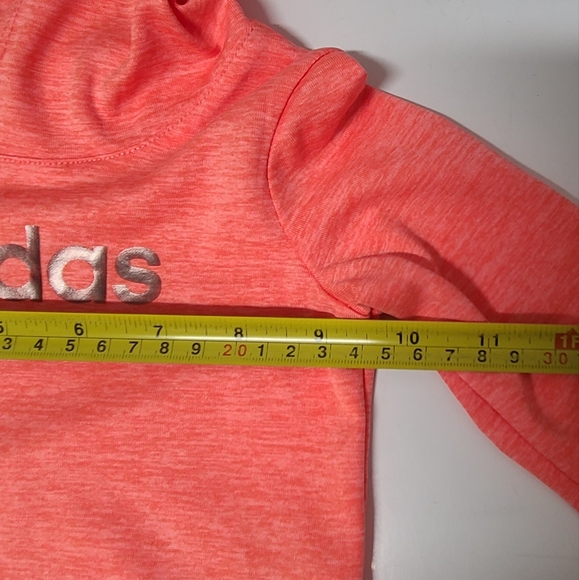 Adidas Heathered Neon Coral Orange Long Sleeve Ruffle Hem Hoodie Tunic 9mo - Picture 9 of 9